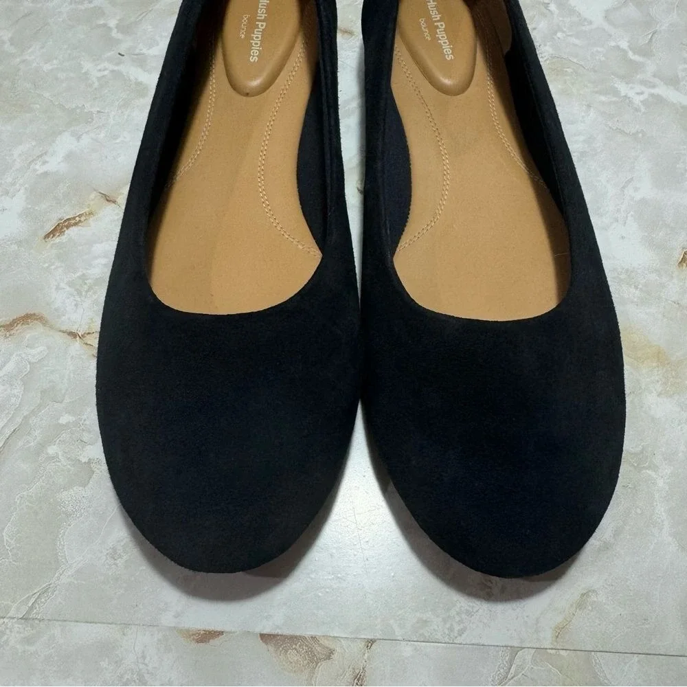 Hush Puppies Bounce Navy Suede Flats Size 10 Workwear Casual Minimalist‎ Comfort